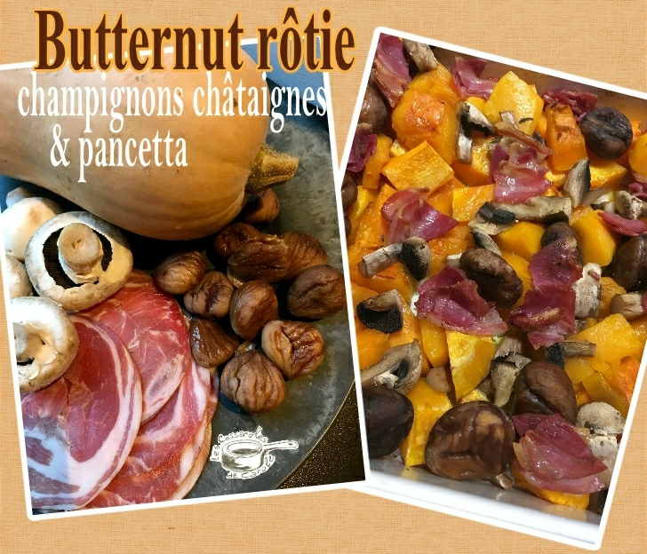 butternut rôtie champignons châtaignes et pancetta (SCRAP)