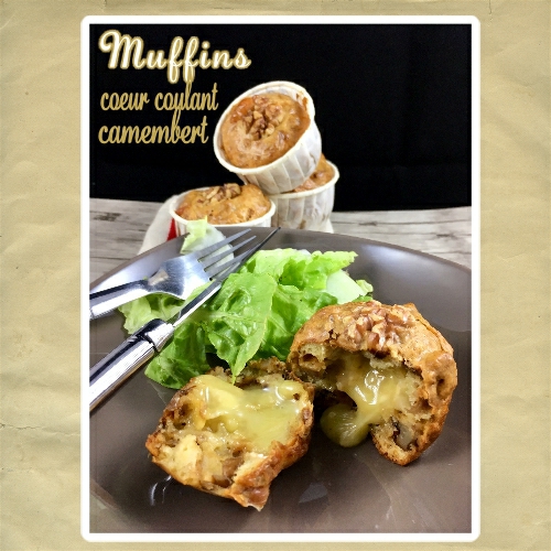 Muffins oignons rouges & noix, coeur de camembert