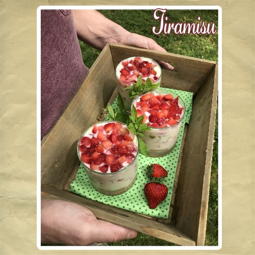 Tiramisu fraises rhubarbe et verveine