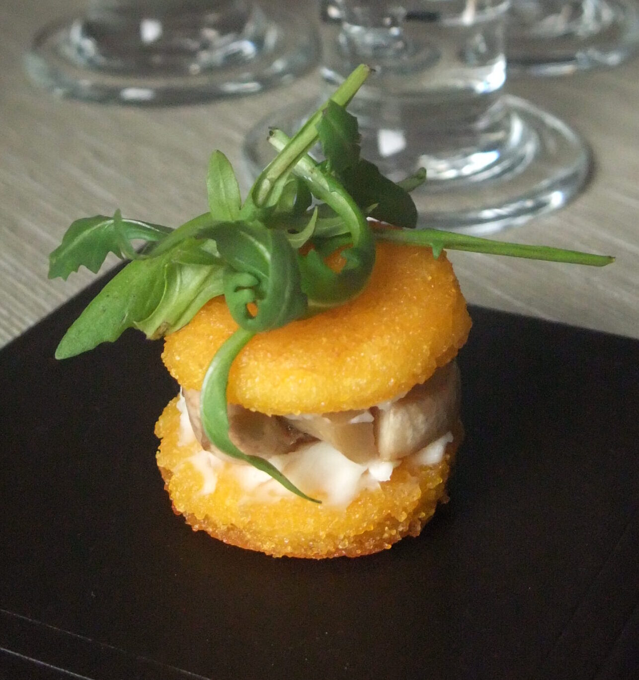 mini burger polenta roquefort et champignon