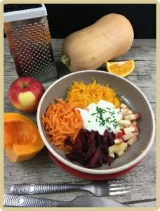 salade betterave et butternut crues et carottes