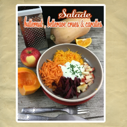 Salade de butternut, betterave (crues) & carottes