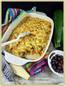 Crumble courgettes grana padano et olives